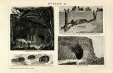 Höhlen I.-II. Holzstich 1892 Original der Zeit