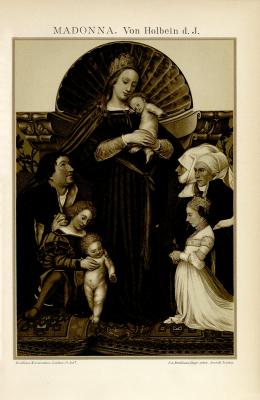 Madonna Holbein Chromolithographie 1892 Original der Zeit