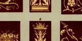 Intarsia historische Bildtafel Chromolithographie ca. 1892