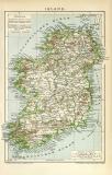 Irland historische Landkarte Lithographie ca. 1899