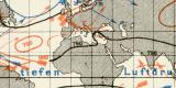 Isobaren und Luftbewegungen auf der Erde für Januar, Jahr und Juli historische Landkarte Lithographie ca. 1892