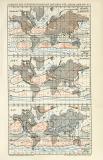 Klima Welt Karte Lithographie 1891 Original der Zeit
