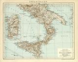 UnterItalien historische Landkarte Lithographie ca. 1899