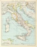 Das Alte Italien Karte Lithographie 1892 Original der Zeit