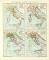 Italien Historischen Karte Lithographie 1891 Original der Zeit