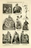 Italienische Kunst IV. - V. historische Bildtafel Holzstich ca. 1892