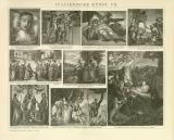 Italienische Kunst VI. - VIII. historische Bildtafel Holzstich ca. 1892