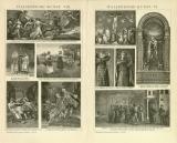 Italienische Kunst VI. - VIII. historische Bildtafel Holzstich ca. 1892