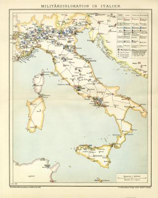 Italien Milit&auml;r Lithographie 1899 Original der Zeit