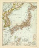 Japan und Korea historische Landkarte Lithographie ca. 1898