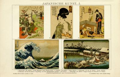 Japanische Kunst I. Chromolithographie 1891 Original der Zeit