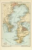 Jokohama und Tokio historischer Stadtplan Karte Lithographie ca. 1899
