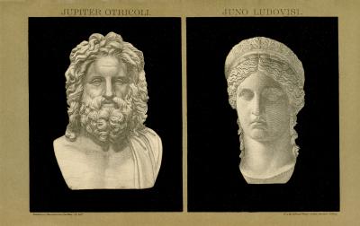 Jupiter Juno Chromolithographie ca. 1891 historische Bildtafel Lithographie ca. 1892