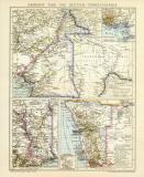 Kamerun Togo und Deutsch - Südwestafrika historische Landkarte Lithographie ca. 1899