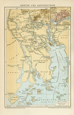 Kanton Karte Lithographie 1899 Original der Zeit