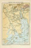 Kanton und Kantonstrom historische Landkarte Lithographie ca. 1899