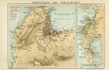 Kapstadt und Umgebung historischer Stadtplan Karte Lithographie ca. 1899