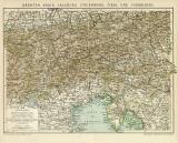 Kärnten Krain Salzburg Steiermark Tirol und Vorarlberg historische Landkarte Lithographie ca. 1899