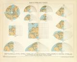 Kartenprojektionen historische Landkarte Lithographie ca. 1899
