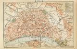 Köln historischer Stadtplan Karte Lithographie ca. 1898