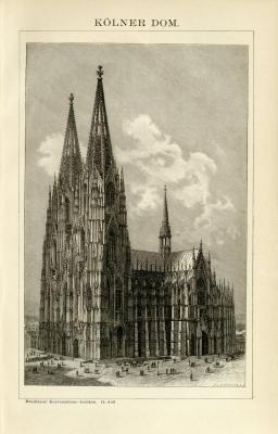 K&ouml;lner Dom Holzstich 1892 Original der Zeit