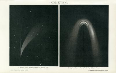 Kometen historische Bildtafel Autotypie ca. 1892