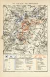 Die Schlacht von Königgrätz historische Militärkarte Lithographie ca. 1899