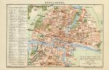 Königsberg historischer Stadtplan Karte Lithographie ca. 1899