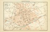 Krefeld Stadtplan Lithographie 1899 Original der Zeit