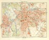 Leipzig historischer Stadtplan Karte Lithographie ca. 1899
