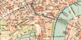 London City und Westend historischer Stadtplan Karte Lithographie ca. 1899