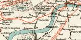 Londoner Untergrundbahnen und übriges Bahnnetz historische Landkarte Lithographie ca. 1899