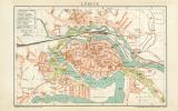 Lübeck historischer Stadtplan Karte Lithographie ca. 1899