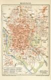 Madrid historischer Stadtplan Karte Lithographie ca. 1899