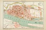 Mainz Stadtplan Lithographie 1898 Original der Zeit