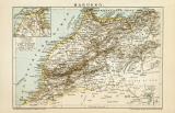 Marokko Karte Lithographie 1899 Original der Zeit