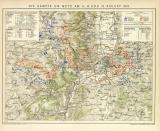 Die Kämpfe um Metz am 14. 16. und 18. August 1870 historische Militärkarte Lithographie ca. 1899