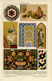 Mosaik historische Bildtafel Chromolithographie ca. 1892