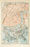 Neuorleans und Mississippidelta historischer Stadtplan Karte Lithographie ca. 1899