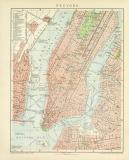 Neuyork historischer Stadtplan Karte Lithographie ca. 1899
