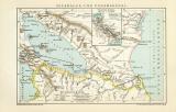Nicaragua- und Panamakanal historische Landkarte Lithographie ca. 1899