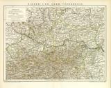 Nieder- und Ober- Österreich historische Landkarte Lithographie ca. 1898