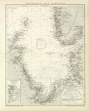 Seekarte der Nordsee historische Seekarte Lithographie ca. 1892