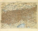 Ostalpen historische Landkarte Lithographie ca. 1899