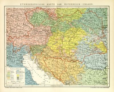 Österreich-Ungarn ethnographische Lithographie 1899 Original der Zeit