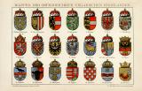 Wappen der Österreichisch-Ungarischen Kronländer historische Bildtafel Chromolithographie ca. 1892
