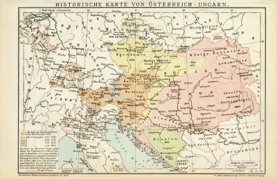 Österreich-Ungarn historische Karte Lithographie 1899 Original der Zeit