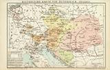 Historische Karte von Österreich-Ungarn historische Landkarte Lithographie ca. 1899