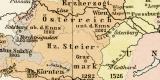 &Ouml;sterreich-Ungarn historische Karte Lithographie 1899 Original der Zeit