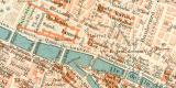 Paris historischer Stadtplan Karte Lithographie ca. 1899